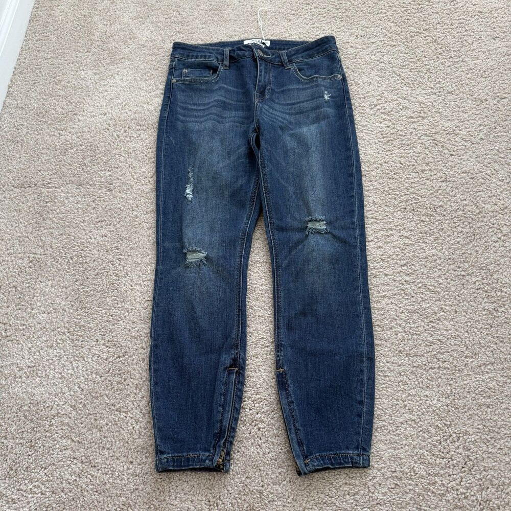 Pistola Anais Zip Cuff Distressed Mid Rise Skinny Jeans Denim Stretch Sz 28